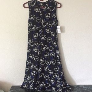 • Theory • Black/BlueWhite Flower Midi Dress 4